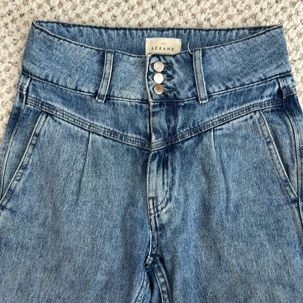 GUC Sézane Sama / Sam Denim Jeans - Medium Blue Was - Sz 34 FR, 2 US